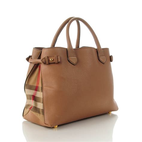 BURBERRY Grainy Calfskin House Check Medium Banner Tote 